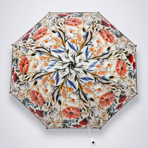 Little Surprise Box, Floral Tile Print Umbrella for Teens & Adults - Black Umbrella