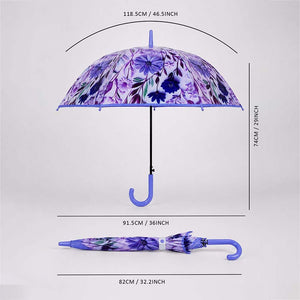 Little Surprise Box, Floral Tile Print Umbrella for Teens & Adults - Purple Umbrella