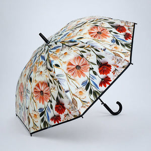 Little Surprise Box, Floral Tile Print Umbrella for Teens & Adults - Black Umbrella