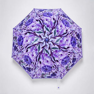 Little Surprise Box, Floral Tile Print Umbrella for Teens & Adults - Purple Umbrella