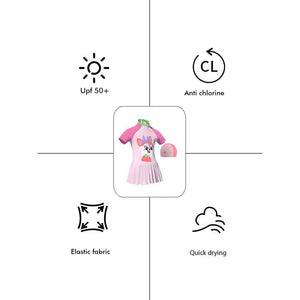 Cute Foxy Frock style Kids Swimwear with attached shorts and matching Swim Cap for kids with UPF 50+  - Little Surprise BoxCute Foxy Frock style Kids Swimwear with attached shorts and matching Swim Cap for kids with UPF 50+ 