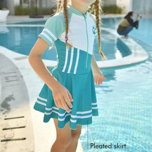 Green Color Block frock style Swimwear for Kids - Little Surprise BoxGreen Color Block frock style Swimwear for Kids - Little Surprise BoxGreen Color Block frock style Swimwear for Kids