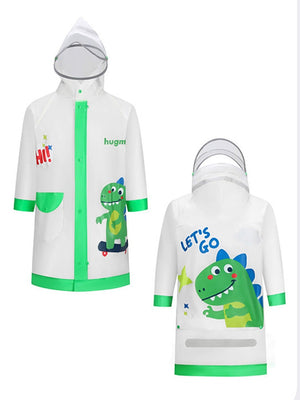 Little Surprise Box, Frog Green Bordered Translucent long style Raincoat for kids - 1 - 2 Year Kids Raincoat