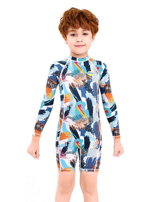 Little Surprise Box Full Sleeves Knee Length Multi Geometric Print Kids Swimwear - LSB - SW - MULTIGEOM - S