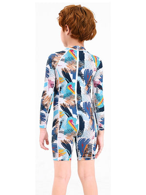 Little Surprise Box Full Sleeves Knee Length Multi Geometric Print Kids Swimwear - LSB - SW - MULTIGEOM - S