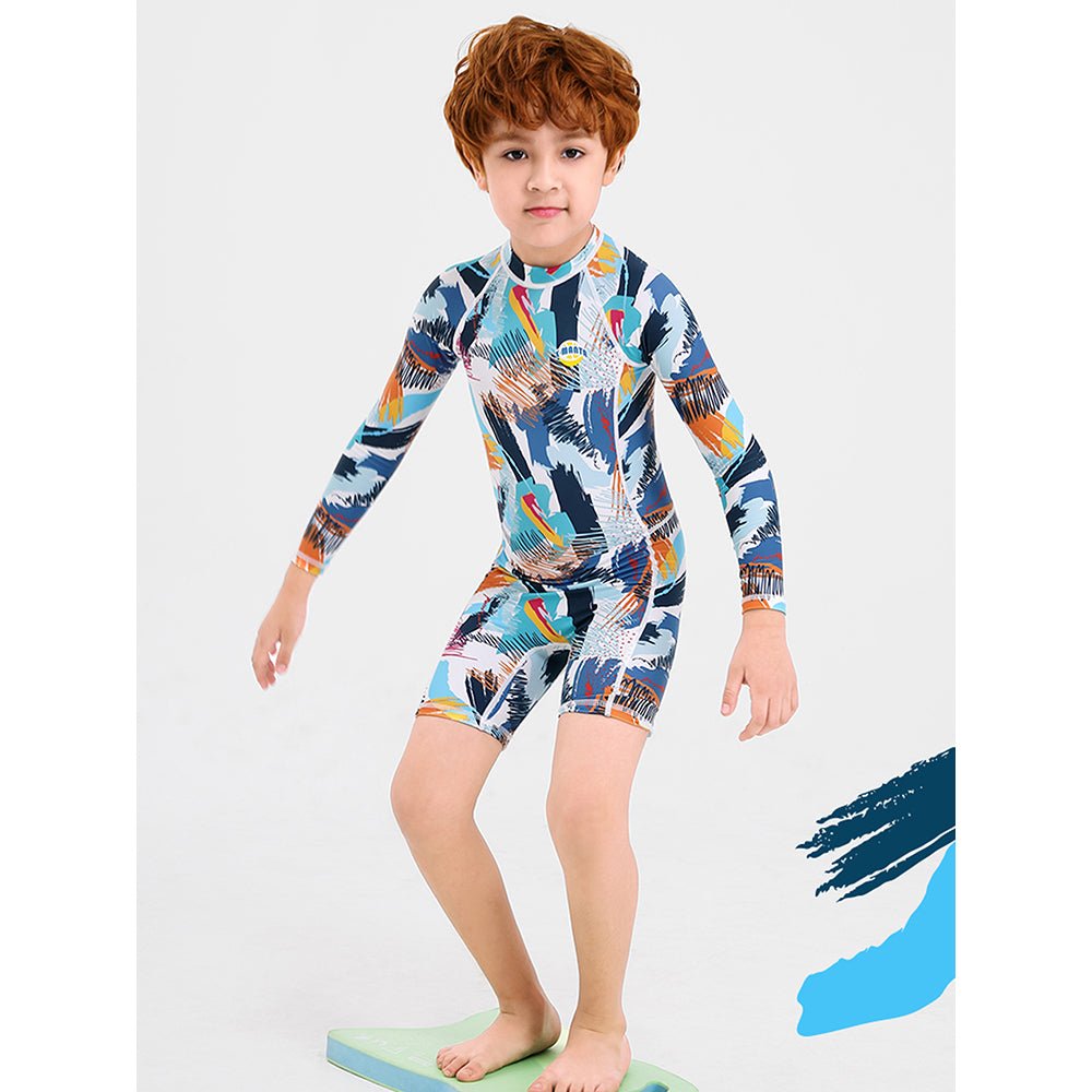 Little Surprise Box Full Sleeves Knee Length Multi Geometric Print Kids Swimwear - LSB-SW-MULTIGEOM-S