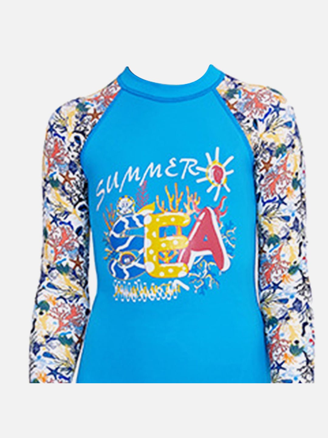 Little Surprise Box Full Sleeves Shirt & Shorts set Swimwear, Blue Fauna with UPF 50+ (2 pcs set) - LSB - SW - Bluefaunaset - S