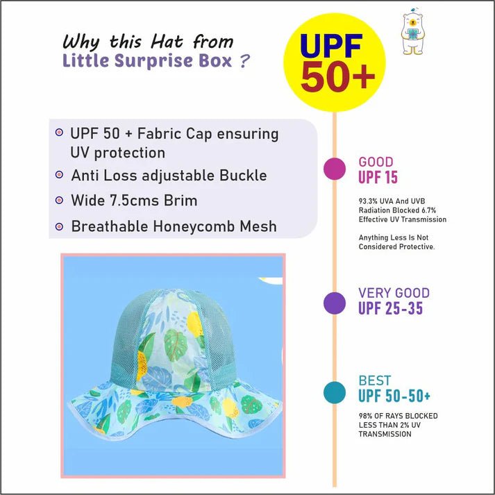 Little Surprise Box Fun Print breathable Net wide brim Sun Hat for Kids& Toddlers - LSB - CAP - NETBLULEMON