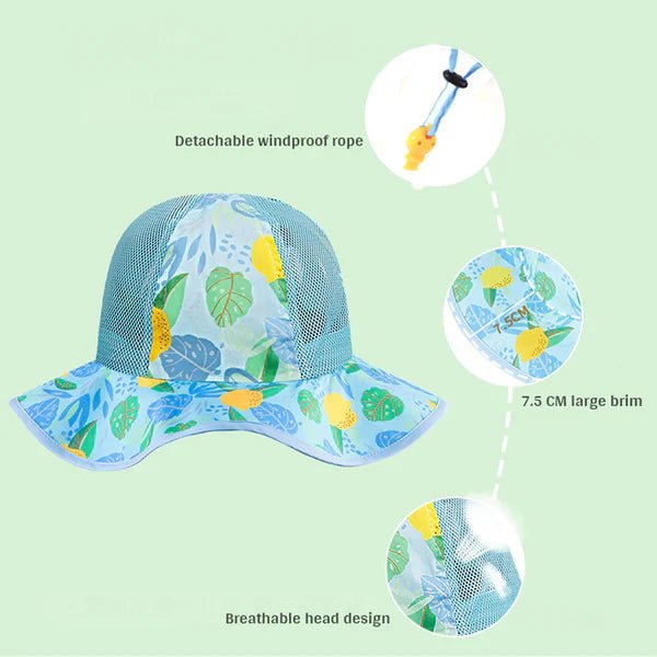 Little Surprise Box Fun Print breathable Net wide brim Sun Hat for Kids& Toddlers - LSB - CAP - NETBLULEMON