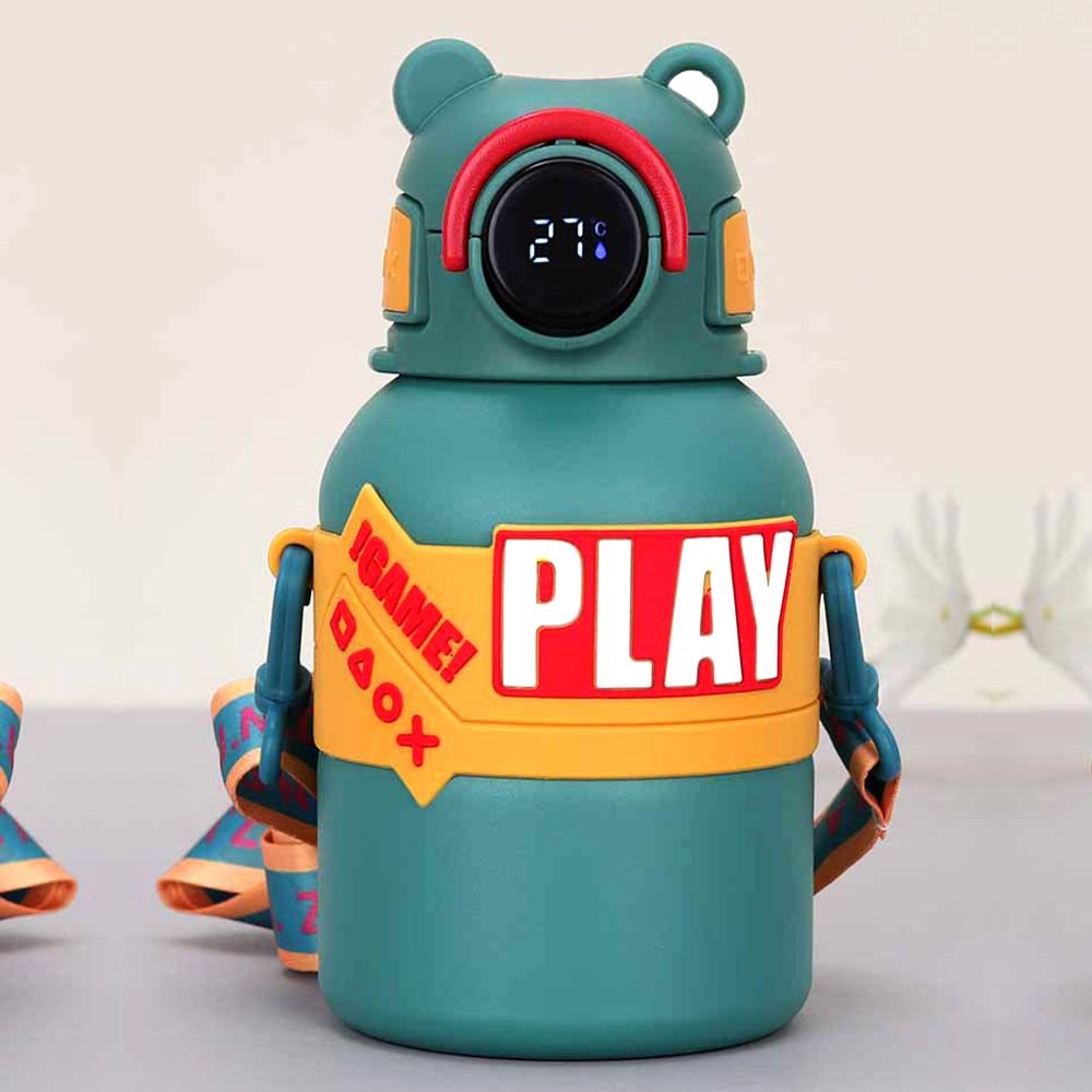 Little Surprise Box, Game Theme Temperature Controlled Stainless Steel Kids Water Bottle, 550ml - LSB - WB - TEMCNT - OLV - PLAY