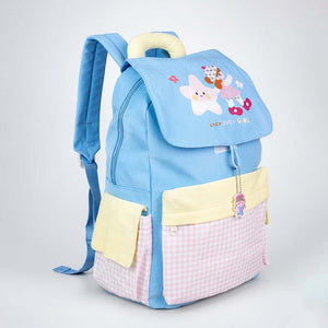 Little Surprise Box Gingham Girl Star Backpack | The Mom Store - Blue School Bag