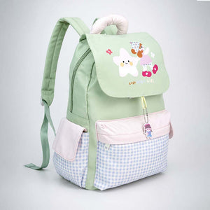 Little Surprise Box Gingham Girl Star Backpack | The Mom Store - Green School Bag