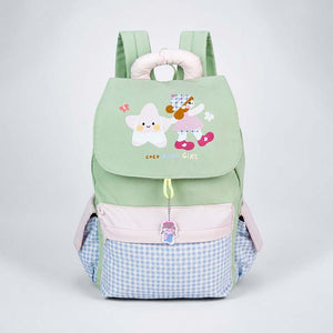Little Surprise Box Gingham Girl Star Backpack | The Mom Store - Green School Bag