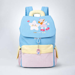 Little Surprise Box Gingham Girl Star Backpack | The Mom Store - Blue School Bag