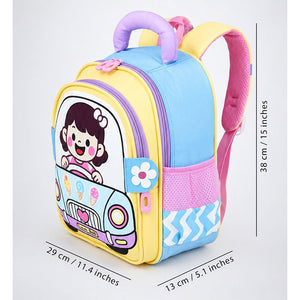 Little Surprise Box Girl Car Ride Backpack | The Mom Store - blue School Bag