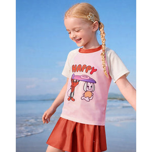 Little Surprise Box Girls Happy Surf Club Top & Skort Swim Set with Cap (UPF 50+) - 4 - 5 Years Kids Swimwear