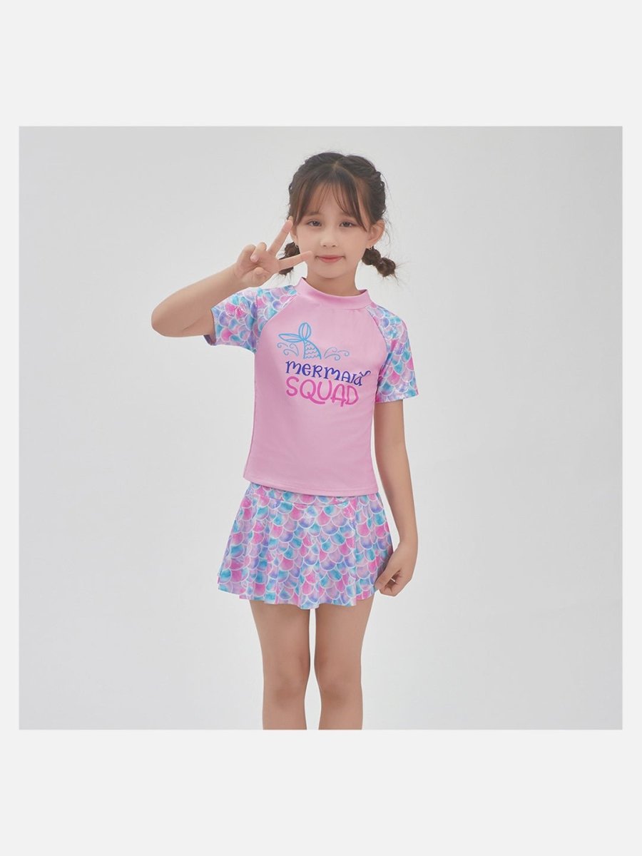 Little Surprise Box, Glitter Mermaid t-shirt & skirt set Swimwear with Shorts for Kids & Toddlers - LSB-SW-2PSKIRTMERMAID120