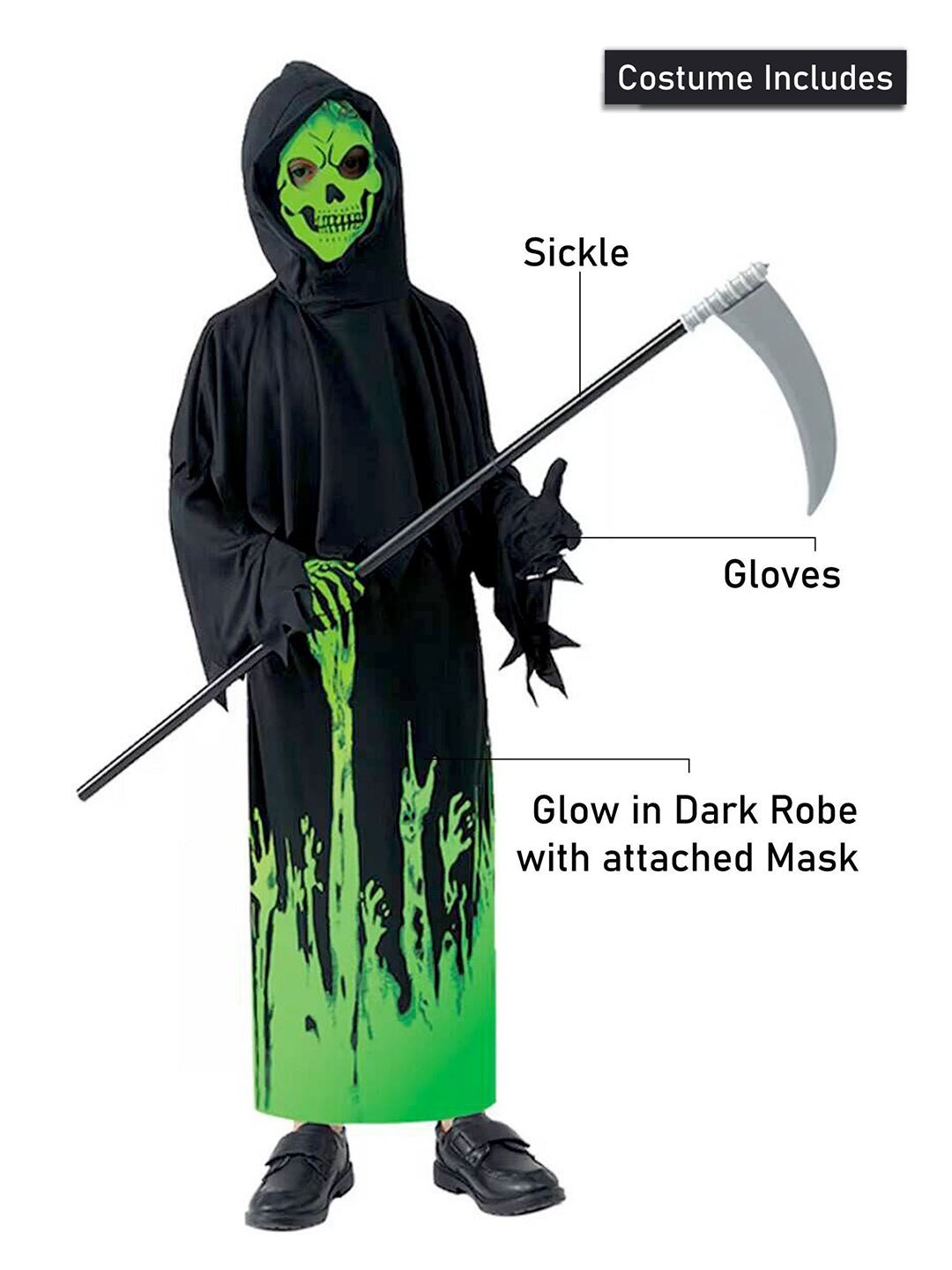 Little Surprise Box Glow in Dark Spooky Skeleton Kids Halloween Costume - LSB - HWC - GLOWINDARK - 7 - 8Y