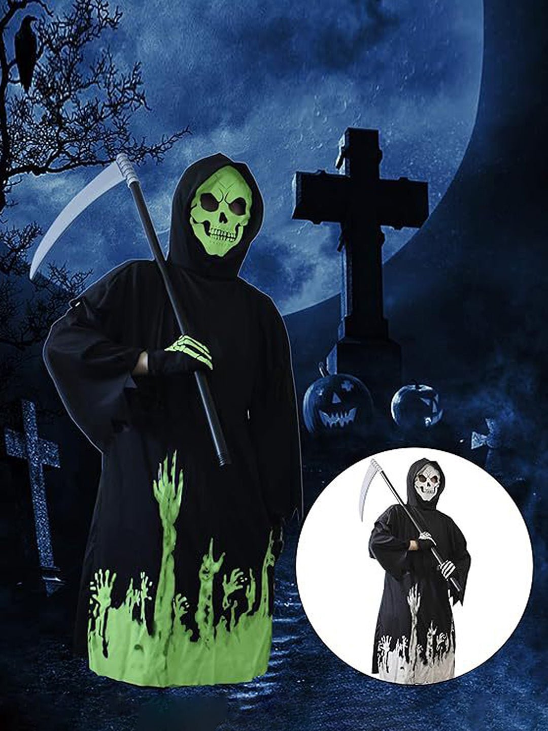 Little Surprise Box Glow in Dark Spooky Skeleton Kids Halloween Costume - LSB - HWC - GLOWINDARK - 7 - 8Y