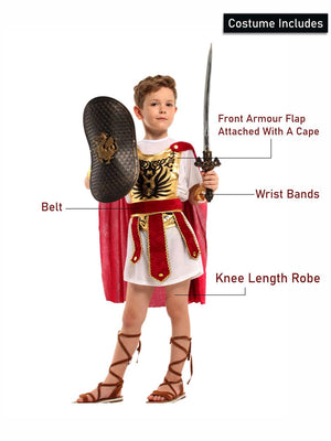Little Surprise Box, Gold Armor Gladiator, Kids Halloween Costume Fancy Dress Up - LSB - HWC - ARMRGLADTR - 7 - 9Y