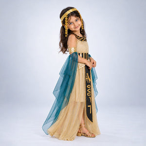 Little Surprise Box, Gold & Green Egyptian Girl, Kids Halloween Costume Fancy Dress U - M Halloween Costumes