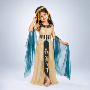 Little Surprise Box, Gold & Green Egyptian Girl, Kids Halloween Costume Fancy Dress U - M Halloween Costumes