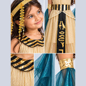 Little Surprise Box, Gold & Green Egyptian Girl, Kids Halloween Costume Fancy Dress U - M Halloween Costumes