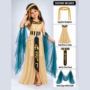Little Surprise Box, Gold & Green Egyptian Girl, Kids Halloween Costume Fancy Dress U - M Halloween Costumes