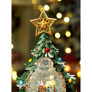 Little Surprise Box Gold & Green Tree with Musical Glitter Water Lights, Christmas Home & table Décor - Christmas Decor