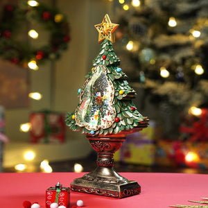 Little Surprise Box Gold & Green Tree with Musical Glitter Water Lights, Christmas Home & table Décor - Christmas Decor
