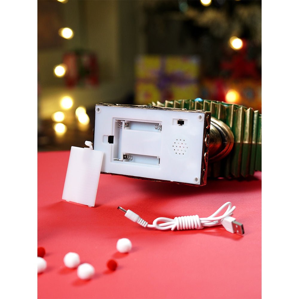 Little Surprise Box Gold & Green Tree with Musical Glitter Water Lights, Christmas Home & table Décor - Christmas Decor