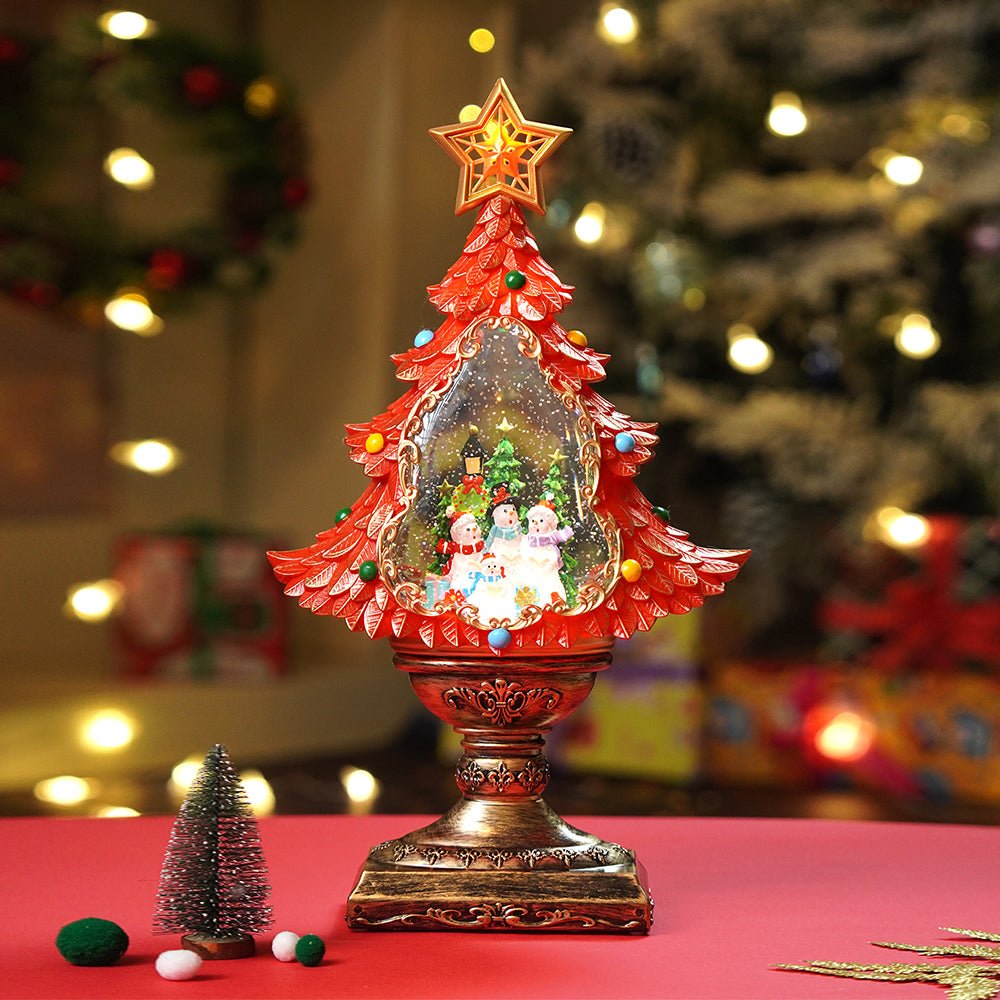 Little Surprise Box Gold & Red Tree with Musical Glitter Water Lights, Christmas Home & table Décor - Christmas Decor