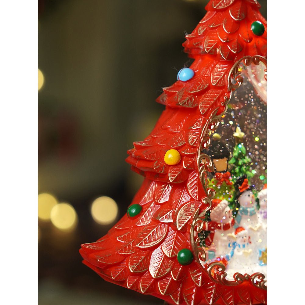 Little Surprise Box Gold & Red Tree with Musical Glitter Water Lights, Christmas Home & table Décor - Christmas Decor