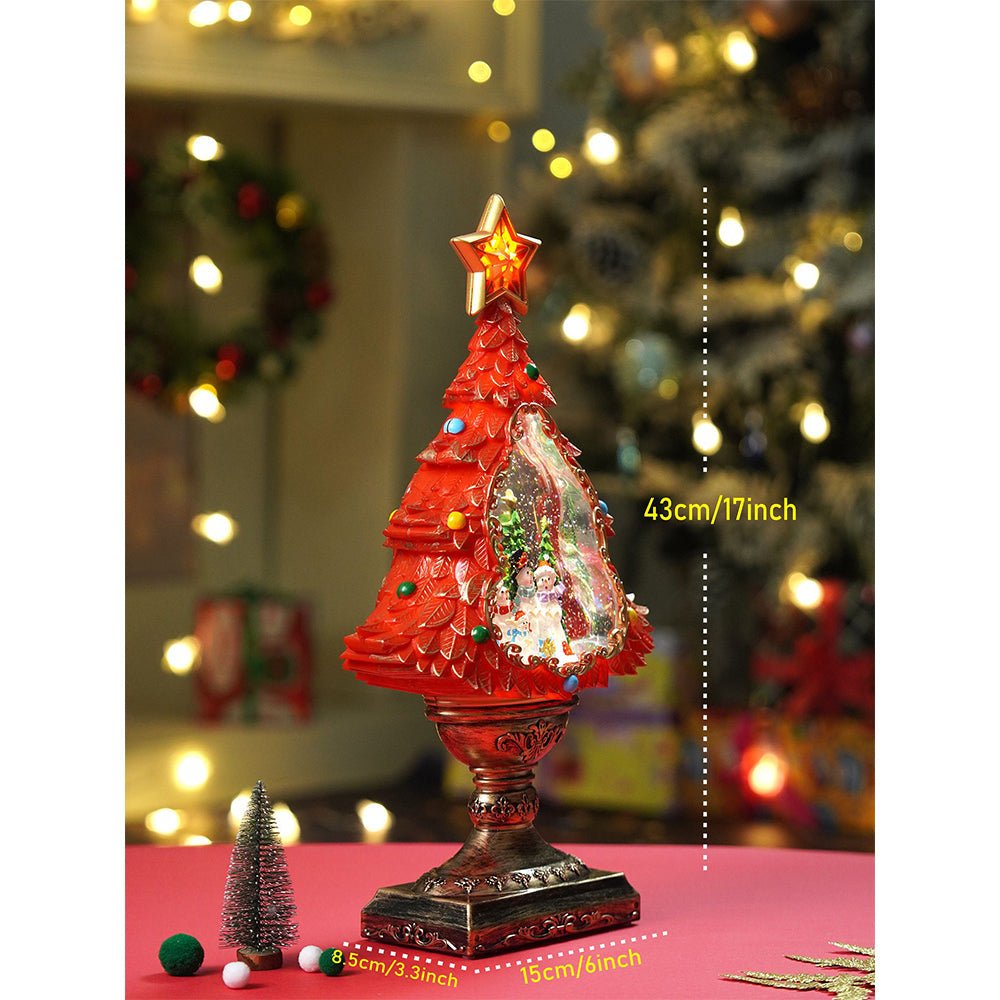 Little Surprise Box Gold & Red Tree with Musical Glitter Water Lights, Christmas Home & table Décor - Christmas Decor