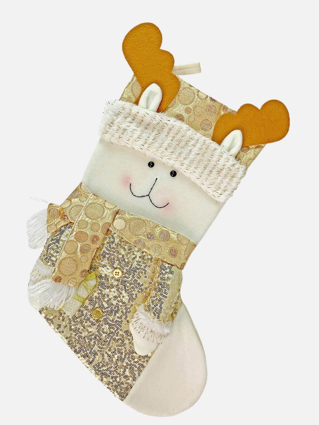 Little Surprise Box, Golden Christmas Stocking for Gifts and Christmas Décor - 16 inches - LSB - CMS - GOLDDEER - STKG