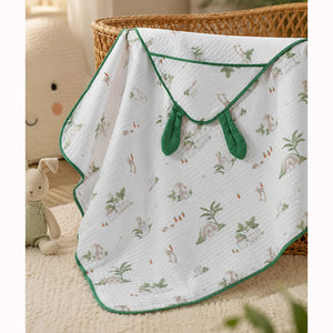 Little Surprise Box Green Bunny Hooded Wrapper | The Mom Store - Blanket