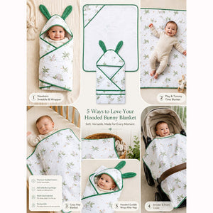 Little Surprise Box Green Bunny Hooded Wrapper | The Mom Store - Blanket