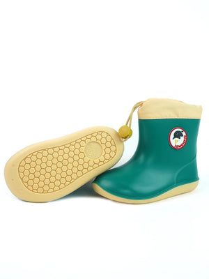 Little Surprise Box, Green & Cream Band Rubber Rain Gumboots for kids - LSB - GB - S7 - GRN - BAND - 25EU