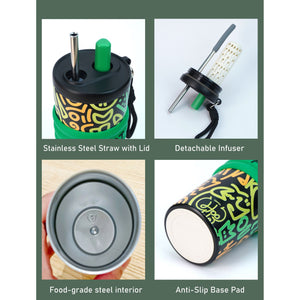 Little Surprise Box Green Doodle Fluorescent Tumbler & Water Bottle 550ml - Water Bottle