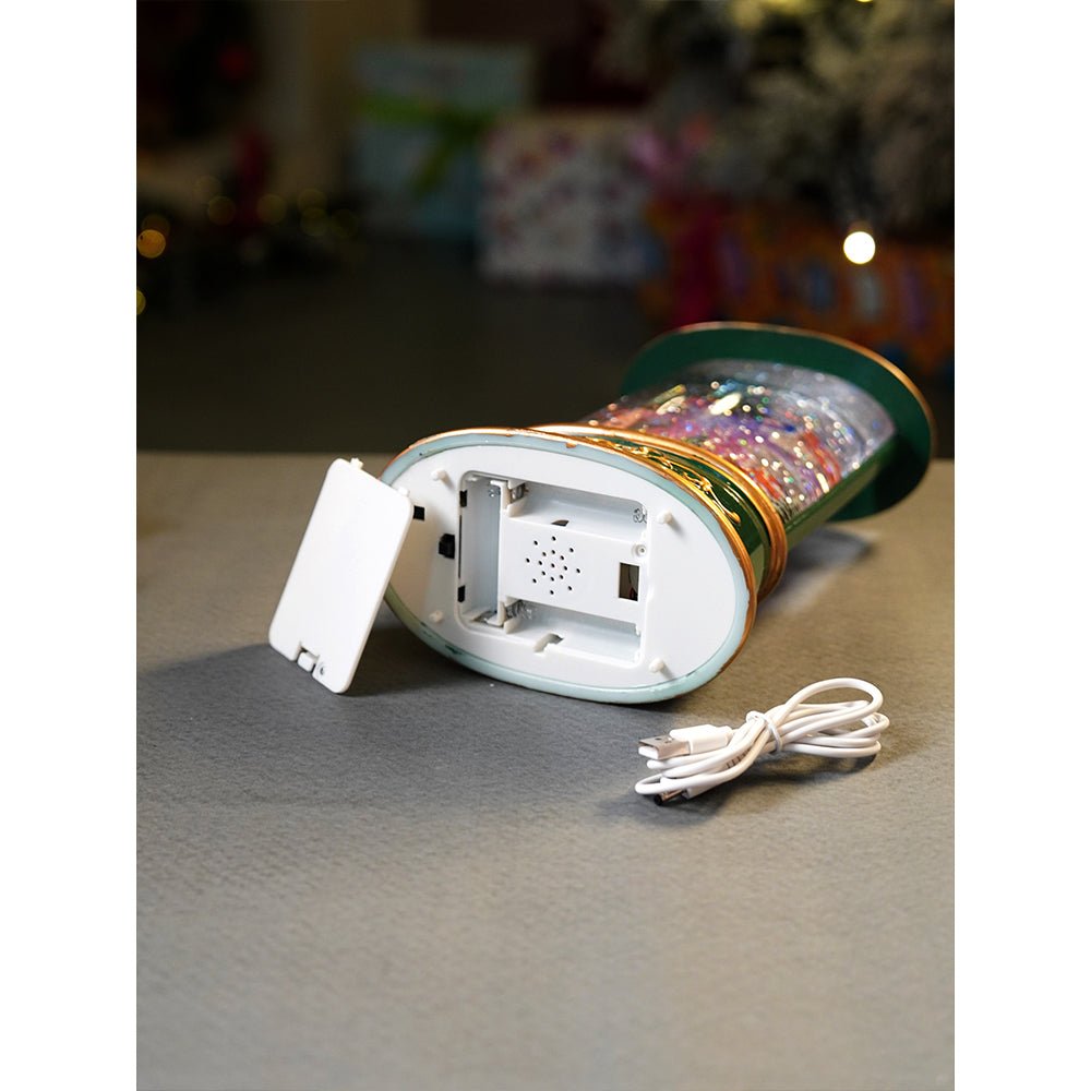 Little Surprise Box Green Lantern with Musical and Rotating Glitter Water Lights, Christmas home décor and decoration - Christmas Decor