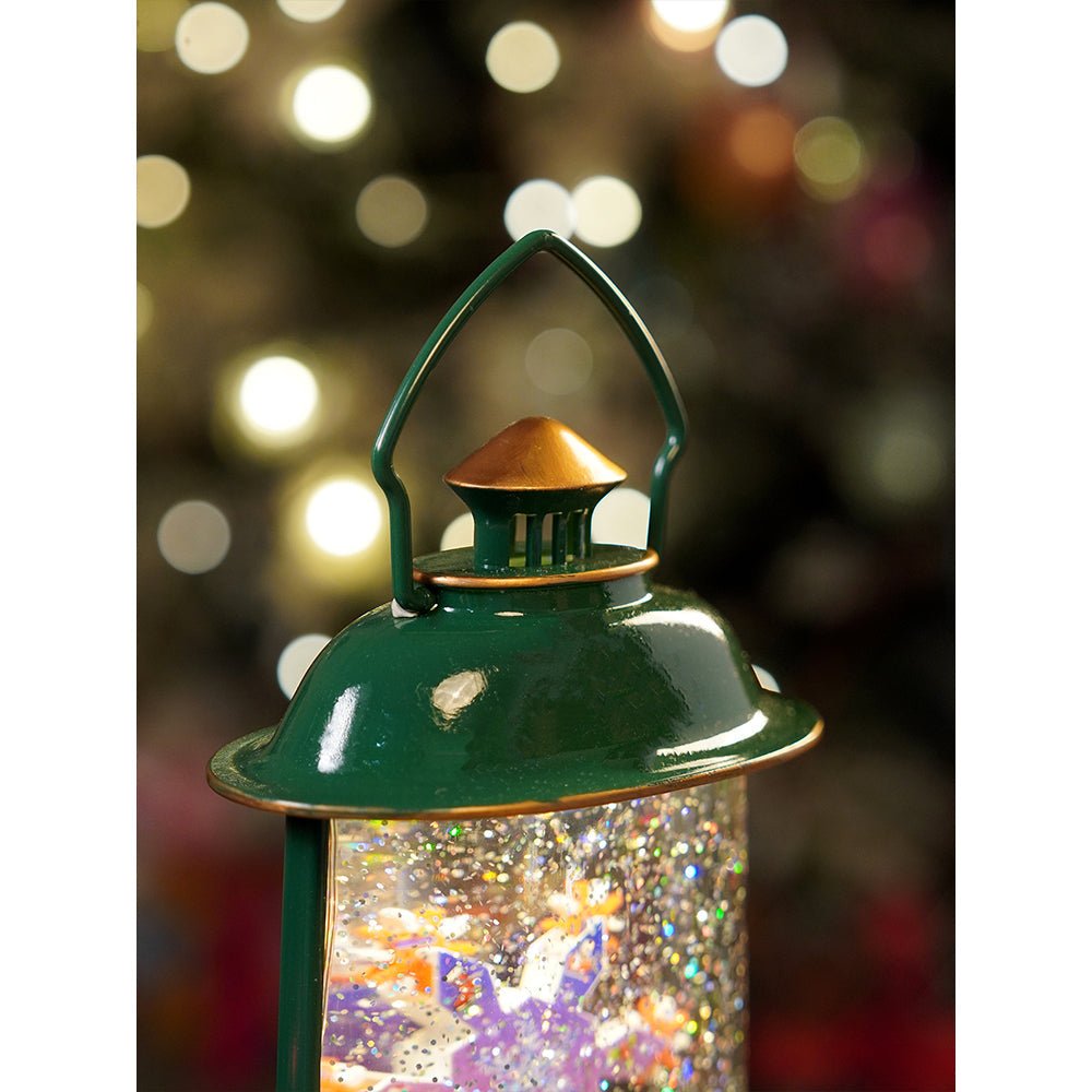Little Surprise Box Green Lantern with Musical and Rotating Glitter Water Lights, Christmas home décor and decoration - Christmas Decor