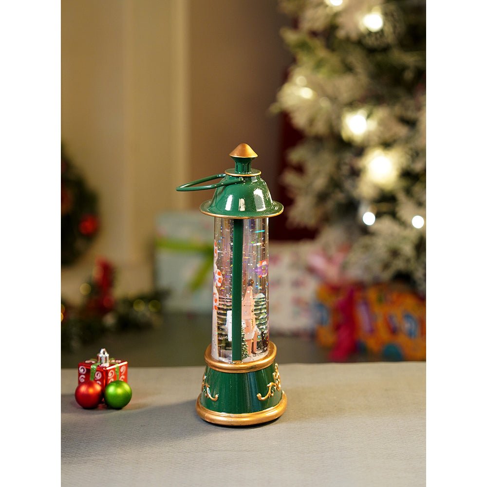 Little Surprise Box Green Lantern with Musical and Rotating Glitter Water Lights, Christmas home décor and decoration - Christmas Decor