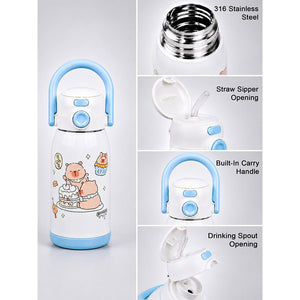 Little Surprise Box Green Lid Lucky Capybara Water Bottle | The Mom Store - Blue Water Bottle