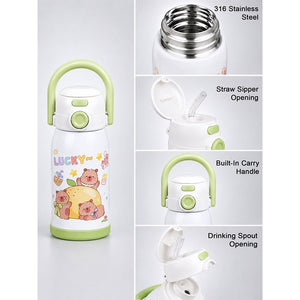 Little Surprise Box Green Lid Lucky Capybara Water Bottle | The Mom Store - Green Water Bottle