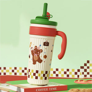 Little Surprise Box Green Lid, Party Teddy, Twilight Tumbler Series, Stainless Steel Tumbler and Water Bottle for Teens and Adults, 750 ml - Water Bottle