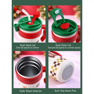 Little Surprise Box Green Lid, Party Teddy, Twilight Tumbler Series, Stainless Steel Tumbler and Water Bottle for Teens and Adults, 750 ml - Water Bottle