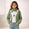 Little Surprise Box Green Multicolour Flower Knit Sweater, Winter Cardigan Sweater for Kids - 2 - 3 Years Kids Sweater