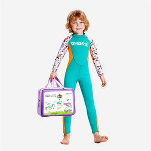 Little Surprise Box Green Nautical Printed Neoprene Kids Swimsuit with Washbag - 4 - 5 Years Kids Swimwear