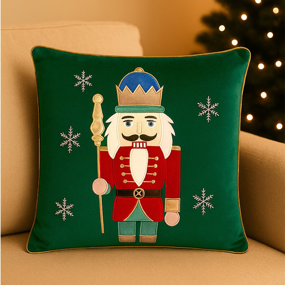 Little Surprise Box Green Nutcracker Soft Fluffy XMAS Pillow, Christmas Sofa Throw and Bedding Décor - Throw Pillow