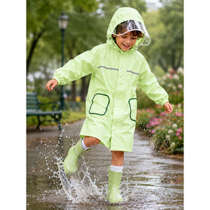 Little Surprise Box Green Pocket Patch Raincoat | The Mom Store - L Kids Raincoat